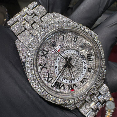 Rolex Sky Dweller| Fully Iced  | Stainless Steel | Roman Dial | 326934