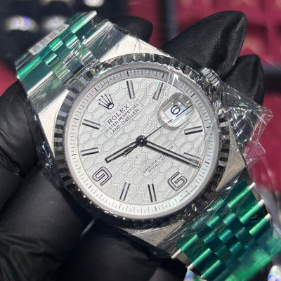 2026 Rolex Land-Dweller 40mm | Oystersteel / 18K White Gold | White Honeycomb Dial | 127334