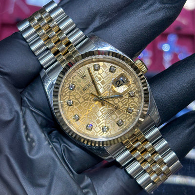 Rolex DateJust 36mm | Two Tone Yellow Gold | Champagne Diamond Computer Dial | 116233G