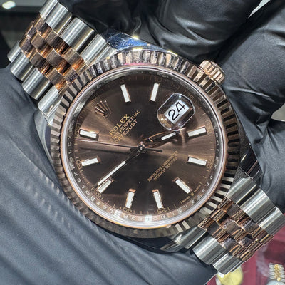 2024 Rolex DateJust 41mm | Two Tone Rose Gold | Chocolate Stick Dial | 126331