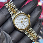 Rolex DateJust 26mm | Two Tone Yellow Gold | White Roman Dial | 69173