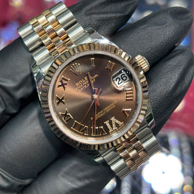 Rolex DateJust 31mm | Two Tone Everose Gold | Chocolate Roman Diamond Dial