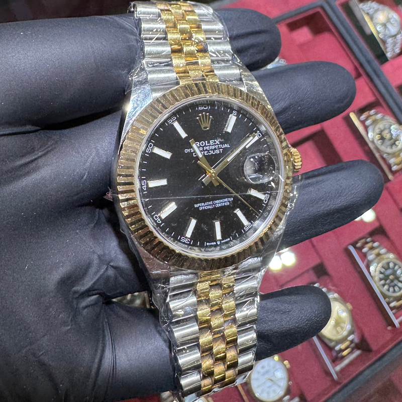 2020 Rolex DateJust 41mm | Two Tone Yellow Gold | Black Stick Dial | 126333