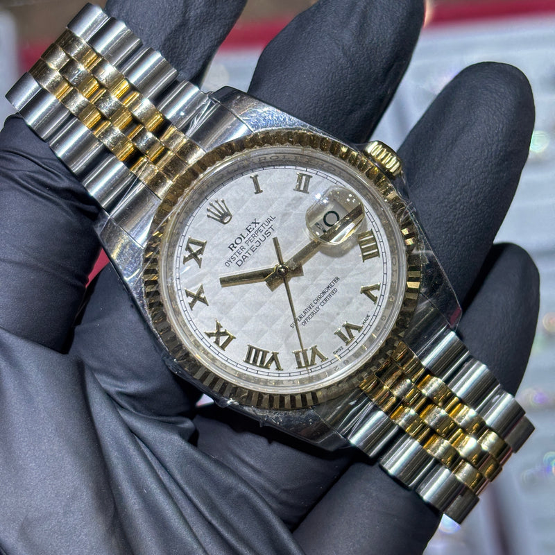 Rolex DateJust 36mm | Two Tone Yellow Gold | White Roman Dial | REF: 116233