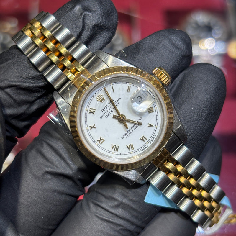 1991 Rolex DateJust 26mm | Two Tone Yellow Gold | White Roman Dial | REF: 69173