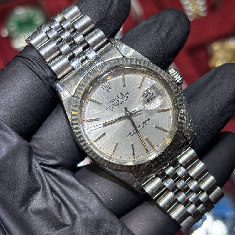 Oystersteel Rolex DateJust 36mm | Silver Stick Dial | REF: 16014