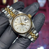 1999 Rolex Datejust 26mm | Two Tone Yellow Gold | Silver Cream Stick Dial