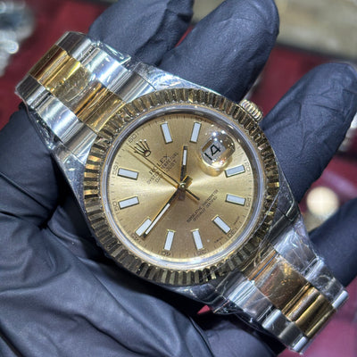 2010 Rolex DateJust 41mm | Two Tone Yellow Gold | Champagne Stick Dial | REF: 116333