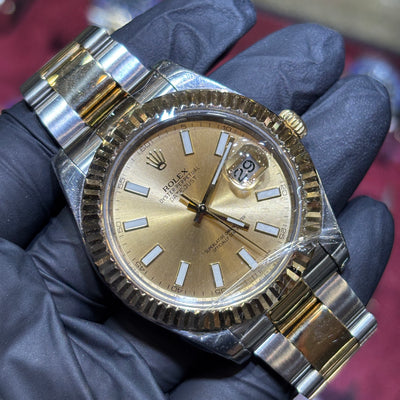 2014 Rolex Datejust 41mm | Two-Tone Stainless Steel and 18K Yellow Gold | Champagne Stick Dial | REF: 116333