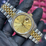 Rolex DateJust 36mm | Champagne Stick Dial | Two Tone Yellow Gold | REF: 16233