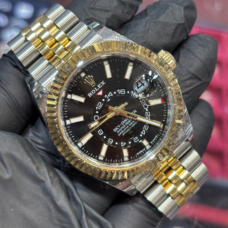 2023 Rolex Sky-Dweller 42mm | Two Tone Yellow Gold | Black Stick Dial | REF: 336933