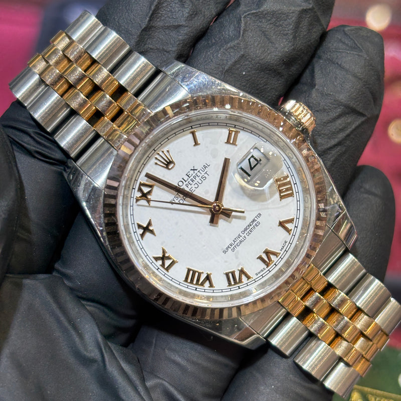 2014 Rolex DateJust 36mm | Two Tone Everose Gold | White Roman Dial | REF: 116231