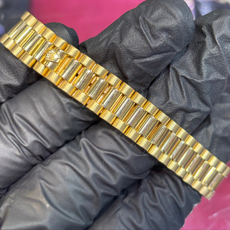 1978 Rolex President 26mm | 18K Yellow Gold | Black Tapestry Stick Dial | REF: 6917
