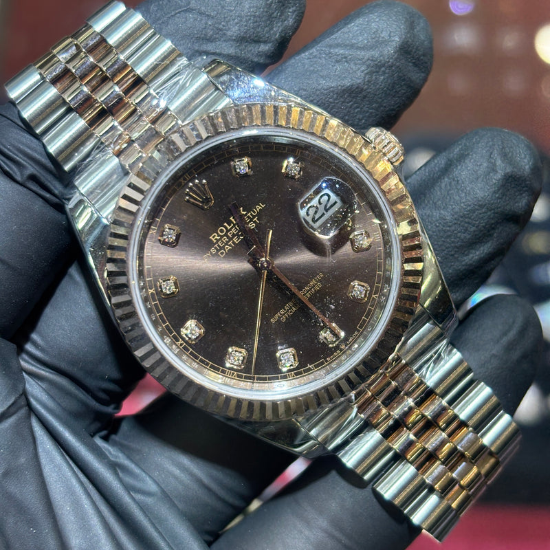 2023 Rolex Datejust 41mm | Two Tone Everose Gold | Chocolate Diamond Dial 71749
