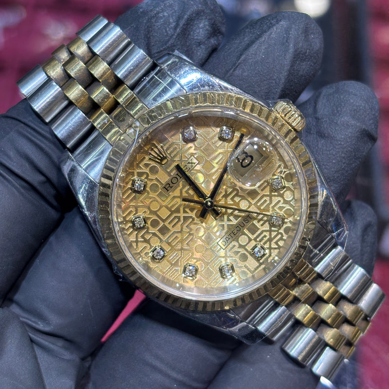 Rolex Datejust 36mm | Oystersteel / 18K Yellow Gold | Champagne Computer Diamond Dial 71844