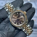 2022 Rolex Lady-Datejust 28mm | Two Tone Everose Gold | Chocolate Stick Dial