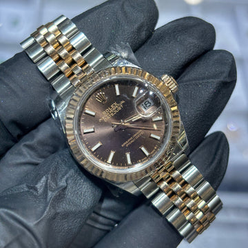 2022 Rolex Lady-Datejust 28mm | Two Tone Everose Gold | Chocolate Stick Dial