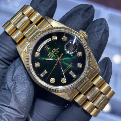 Rolex Day-Date 36mm | 18K Yellow Gold | Green Ombre Diamond Dial