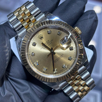 2018 Rolex Datejust 41mm | Two Tone Yellow Gold | Champagne Diamond Dial