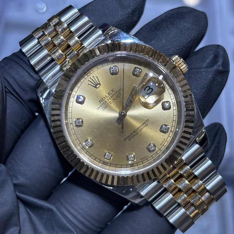 2017 Rolex Datejust 41mm | Two Tone Yellow Gold | Champagne Diamond Dial