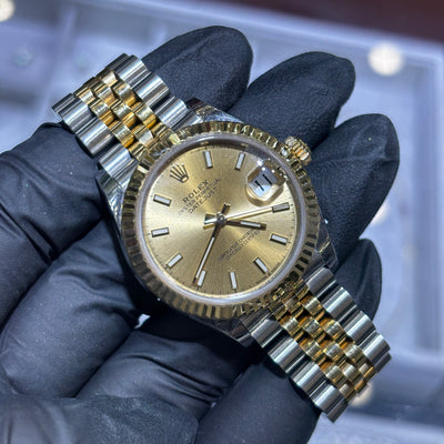 2022 Rolex Datejust 31mm | Two Tone Yellow Gold | Champagne Stick Dial