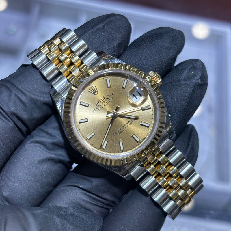 2022 Rolex Datejust 31mm | Two Tone Yellow Gold | Champagne Stick Dial