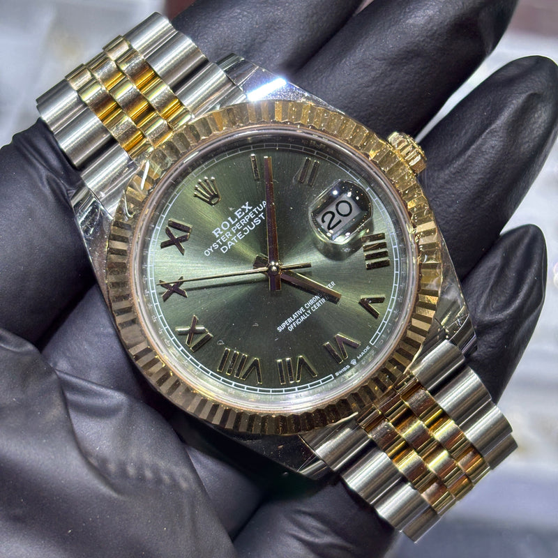 2026 Rolex Datejust 41mm | Two Tone Yellow Gold | Olive Roman Numeral Dial, photo 1 of 2