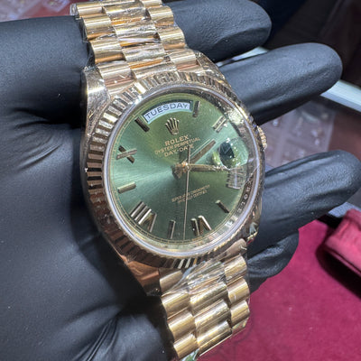 2016 Rolex Day-Date 41mm 228235 Olive Green Dial | 18K Everose Gold President | Pre-Owned 2025