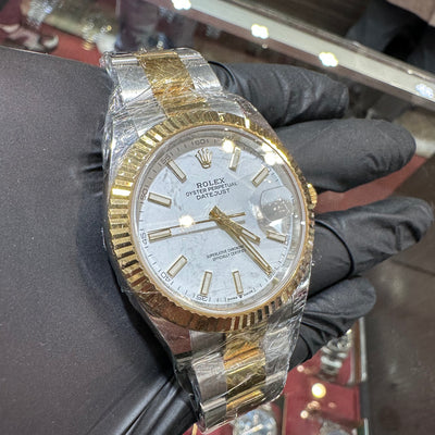 2021 Rolex DateJust 41mm | Two-Tone Gold | White Stick Dial | 126333