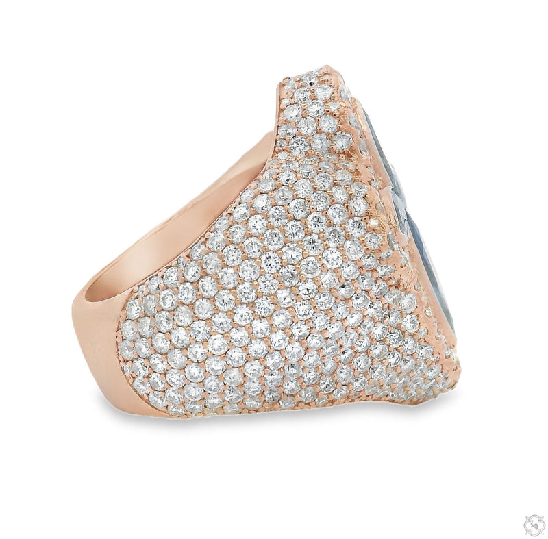 10K Gold Iceberg Celestial Blue Quartz Crystals Diamond Ring, photo 4 of 6