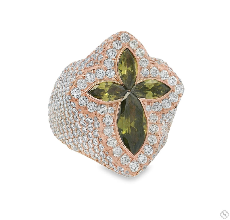 10K Gold Iceberg Green Quartz Crystals Diamond Ring, photo 3 of 7