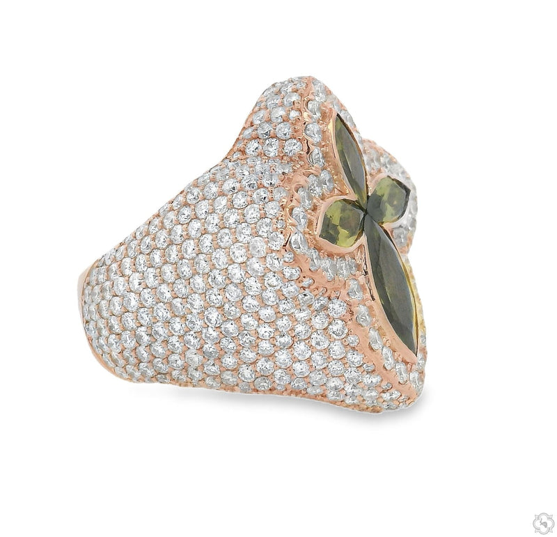10K Gold Iceberg Green Quartz Crystals Diamond Ring, photo 4 of 7
