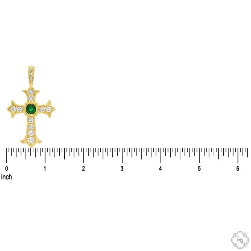 10K Gold Imperial Emerald Cross Medium with Lab-Grown Diamonds, photo 8 of 10