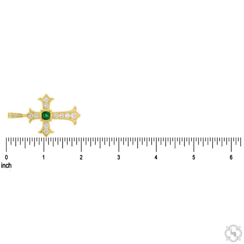 10K Gold Imperial Emerald Cross Medium with Lab-Grown Diamonds, photo 9 of 10