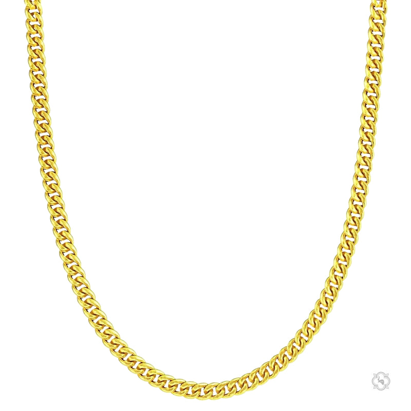 14k yellow gold thin Miami Cuban link chain 2.6mm, 22 inches length