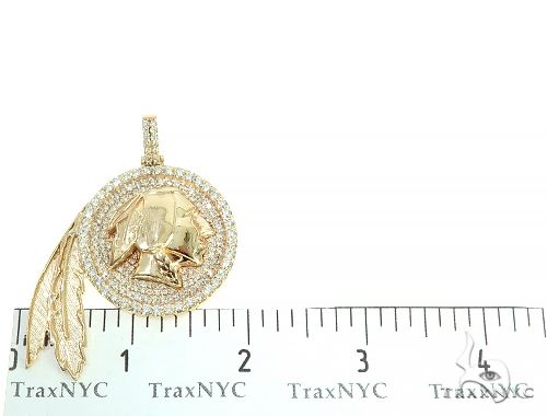 14K Gold Native American Indian Head Diamond Pendant, photo 6 of 7