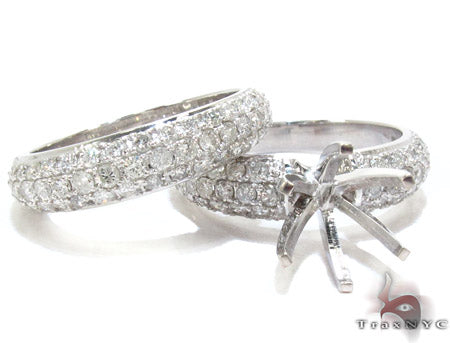 White gold infinity semi-mount ring set with round pave diamonds