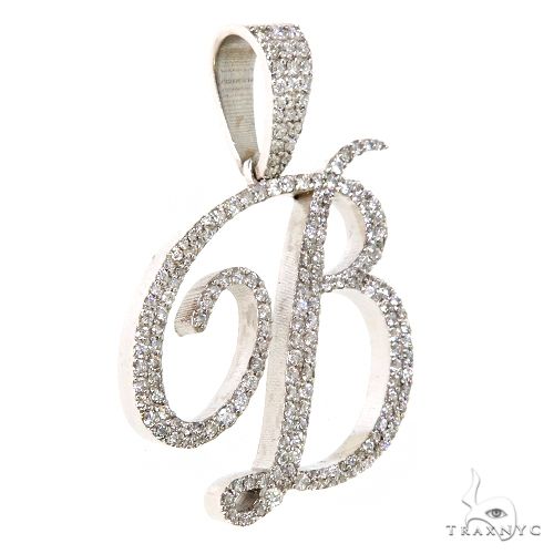Diamond-encrusted white gold initial B pendant with sparkling round-cut diamonds