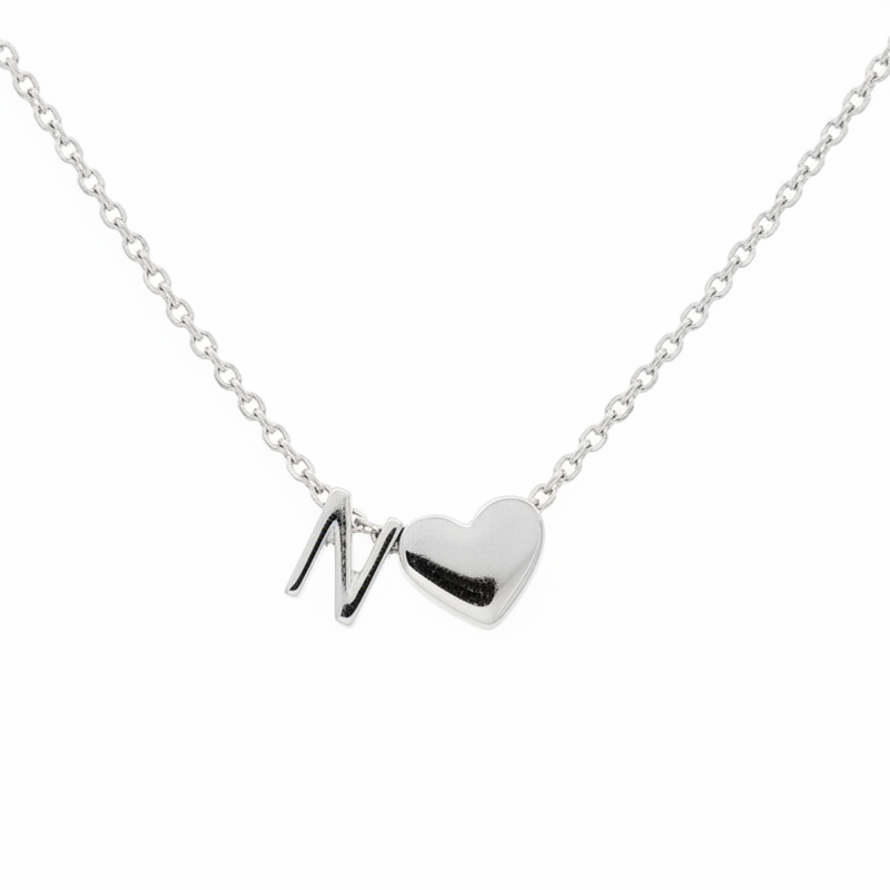 14K Gold Initial & Heart Necklace 68569