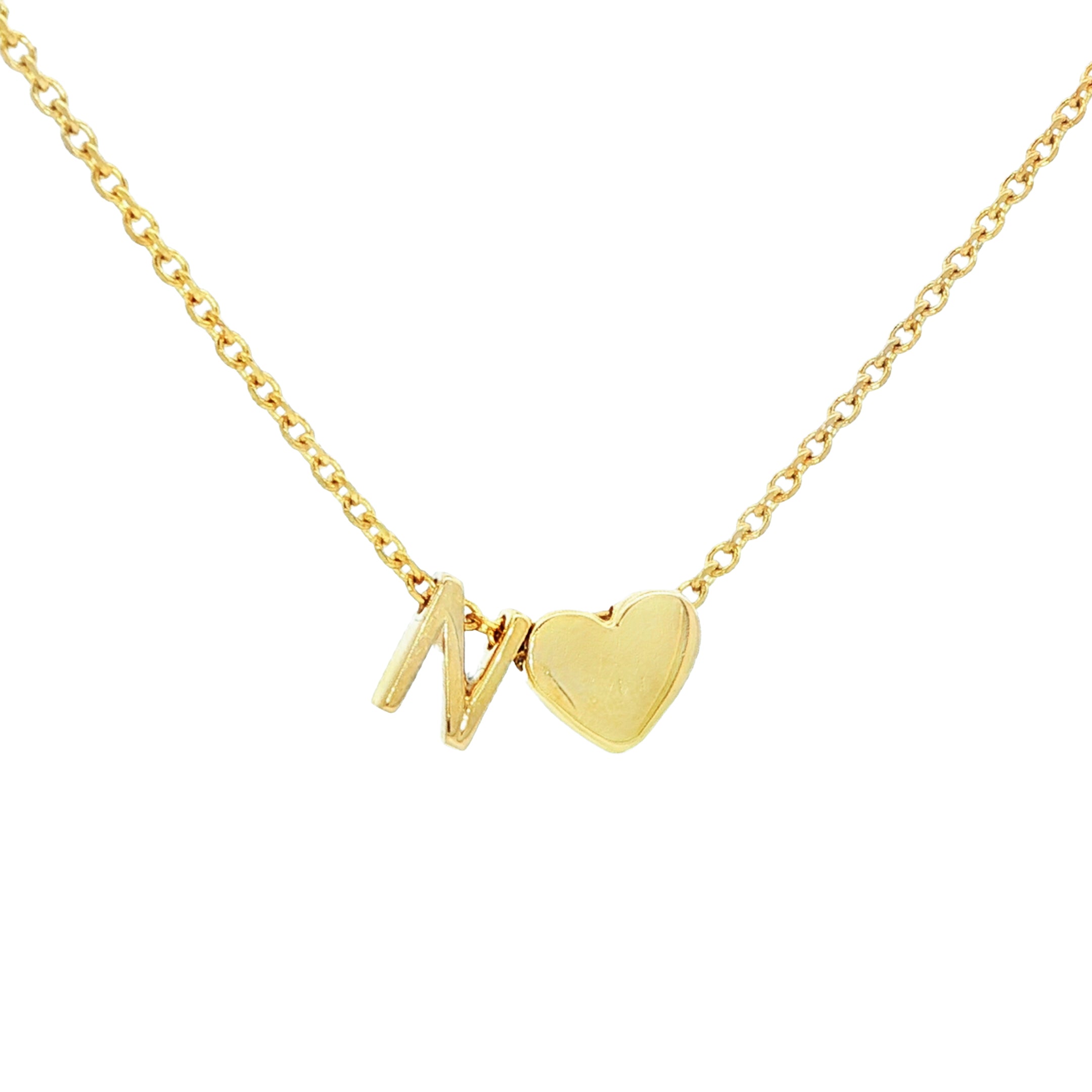 a♡ 14K Gold Initial & Heart Necklace 68569 | TraxNYC