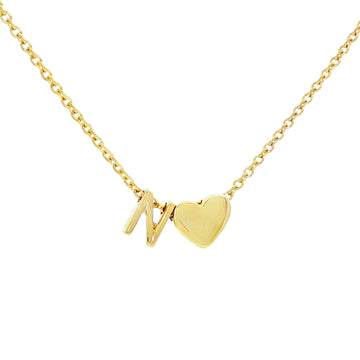 14K Gold Initial & Heart Necklace