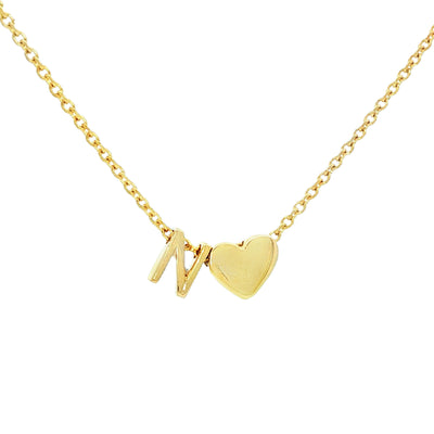14K Gold Initial & Heart Necklace
