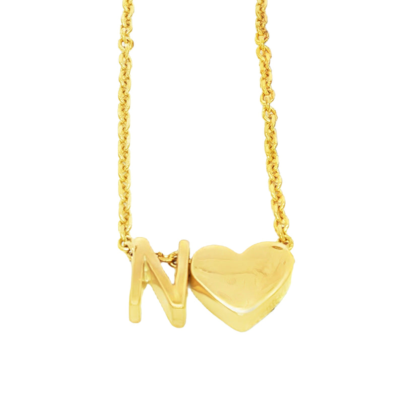 14K Gold Initial & Heart Necklace 68569