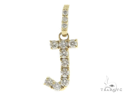 14K Gold J Initial Diamond Pendant