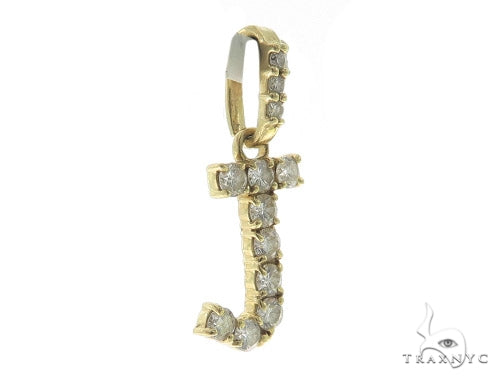 14K Gold J Initial Diamond Pendant, photo 2 of 7