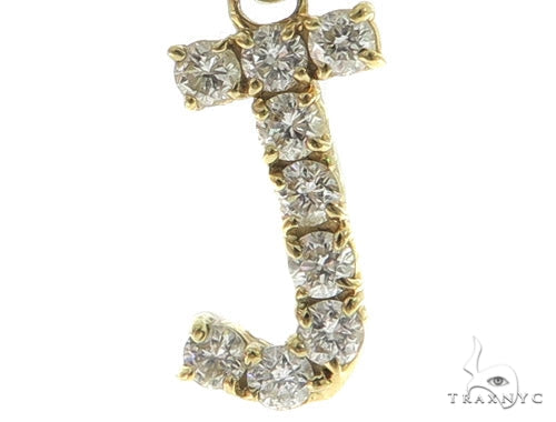 14K Gold J Initial Diamond Pendant, photo 3 of 7