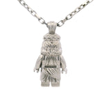 925 silver mini block Jesus pendant with blue diamond eyes on anchor chain necklace.