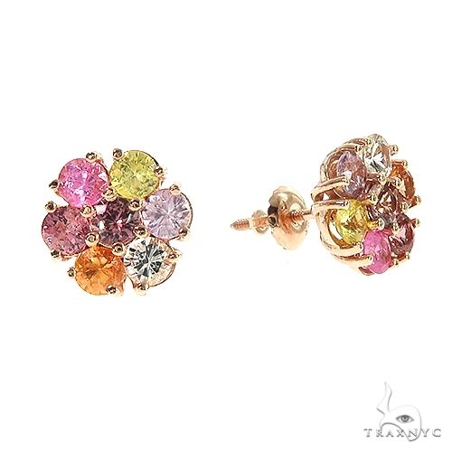 14K Gold Jesse Cakes Sapphire Flower Earrings, photo 2 of 4