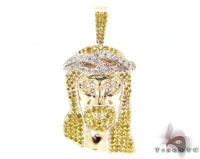 Jesus Canary Color Diamond Pendant 31102 - Image 1