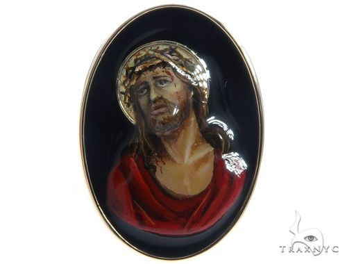 Jesus Christ Solid 14K Gold Ring Custom Order Hand Painted Any Image 64667 - Image 2